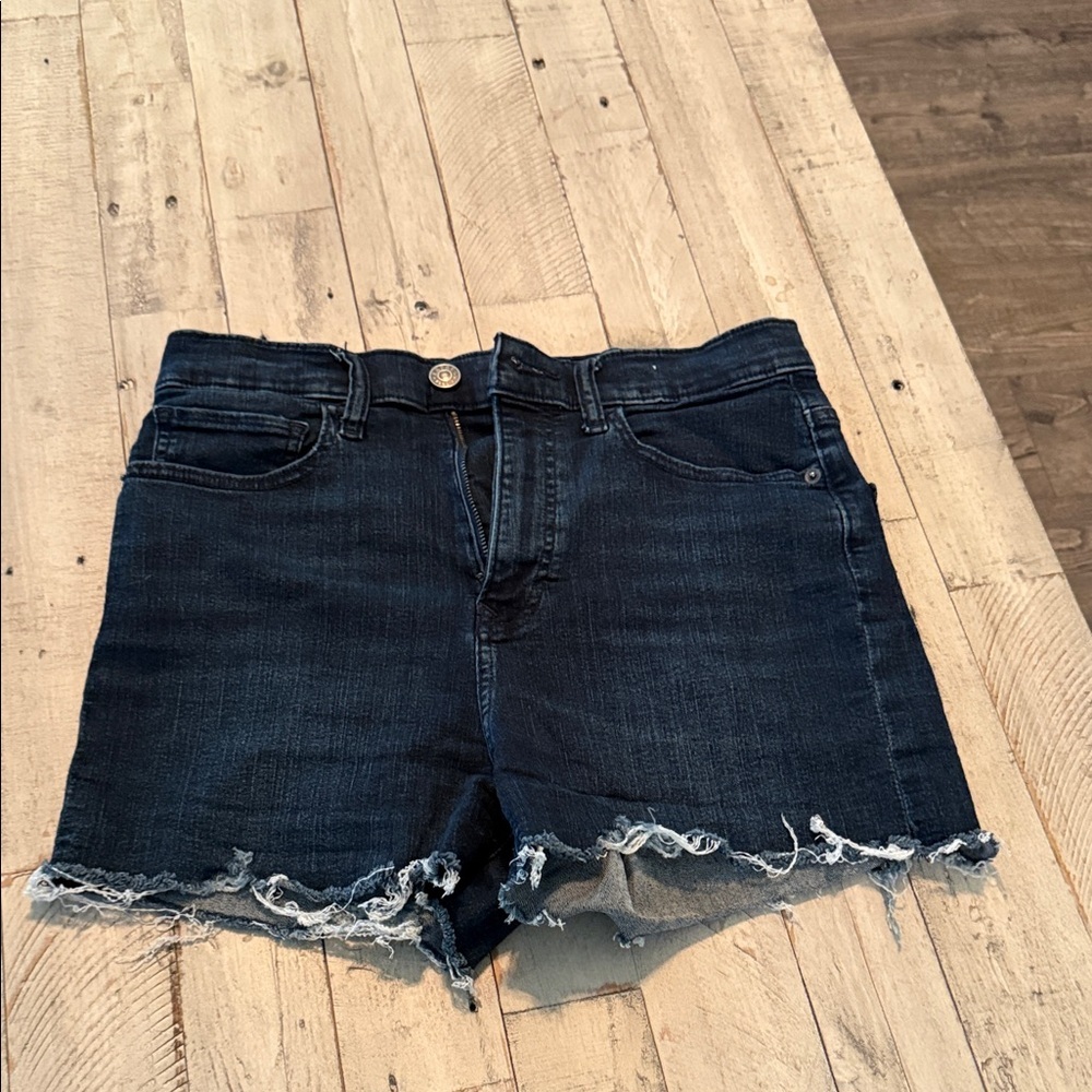 Express Dark Blue Jean Shorts w/ Frayed Hem Sz 10‎ Coastal Cowboy Beach Vacation